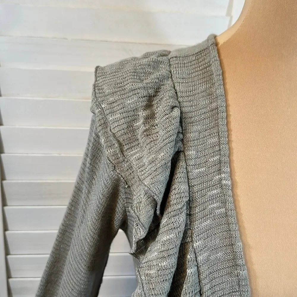 Ya LA Cardigan Large Sweater Ruffled Gray NWT